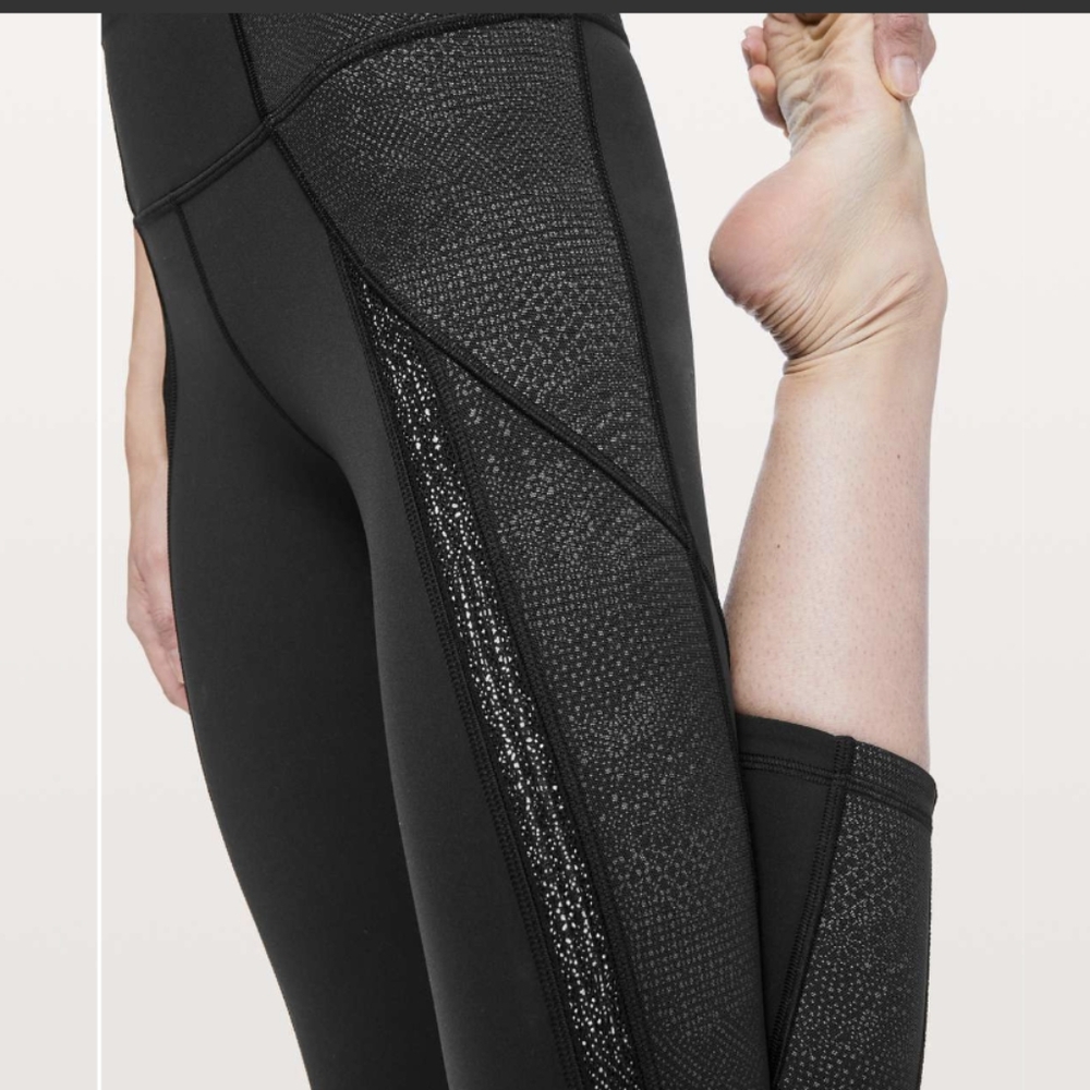 Lululemon Power Lines Crop *21" Black / Meisai Black White
